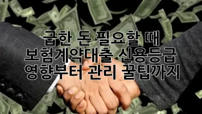 급한 돈 필요할 때? 💰 보험계약대출, 신용등급 영향부터 관리 꿀팁까지! ✨