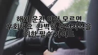 해외 운전, 이것 모르면 후회해요! 🚗✈️ 완벽한 운전자격을 위한 필수 가이드