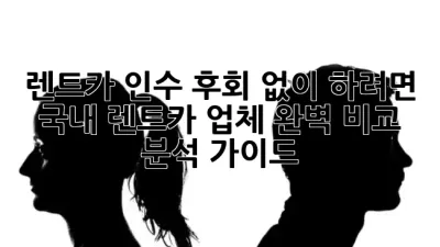 렌트카 인수, 후회 없이 하려면? 국내 렌트카 업체 완벽 비교 분석 가이드! 🚗✨